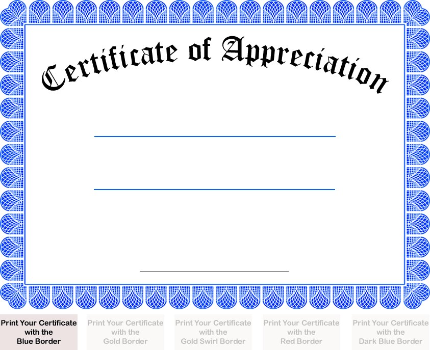 Certificate of Appreciation Blue