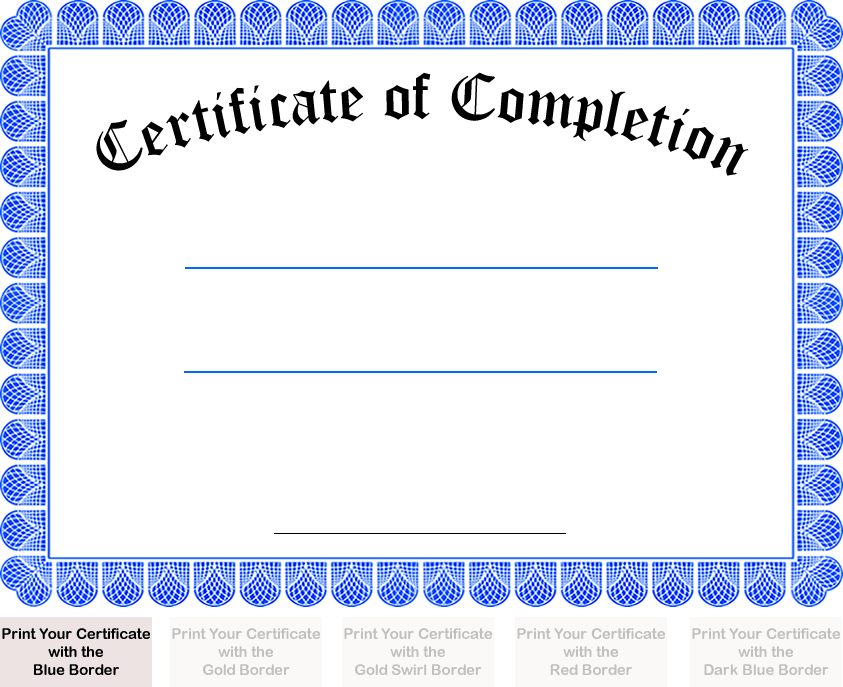 Free Printable Certificates Of Completion Printable Templates